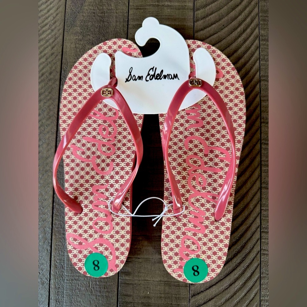 Sam Edelman Pink Patterned Flip Flop Sandals Women’s Size 8 (NWOT)